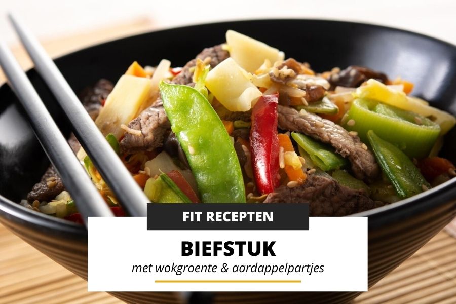 Biefstuk met wokgroente en aardappelpartjes