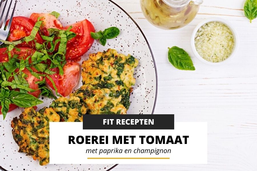 Roerei met tomaat, paprika en champignon