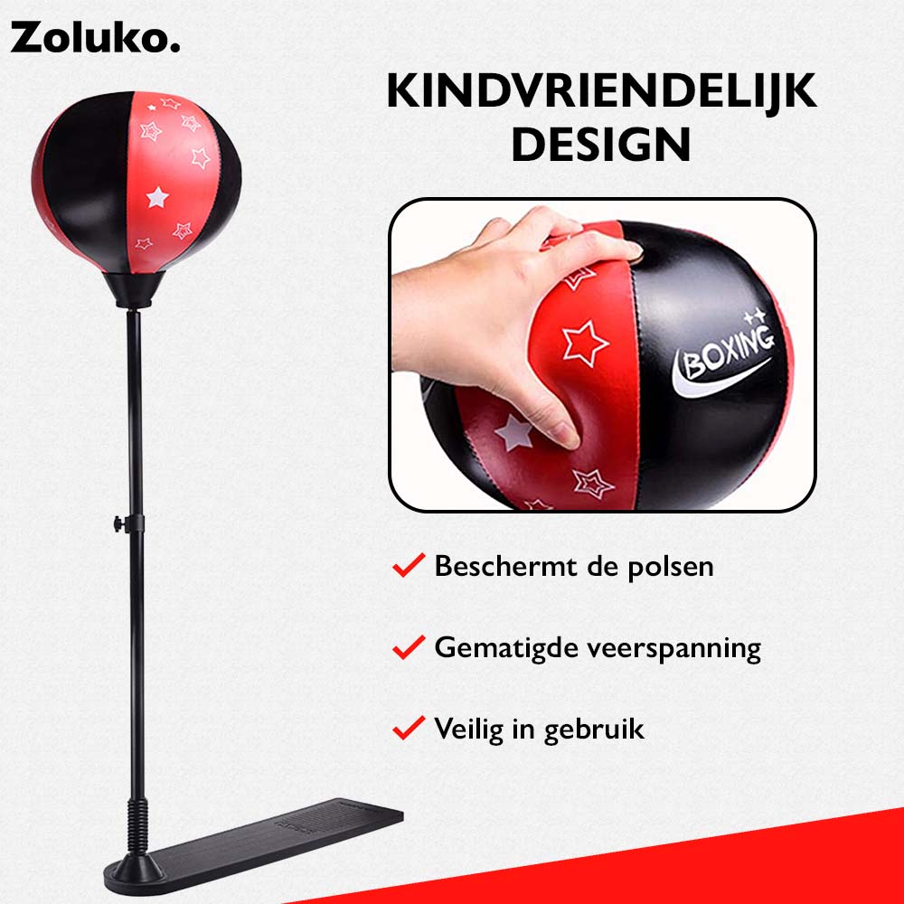 Boksbal Kind - Boksbal voor Kinderen op Standaard - Zwart/Rood - afb.03