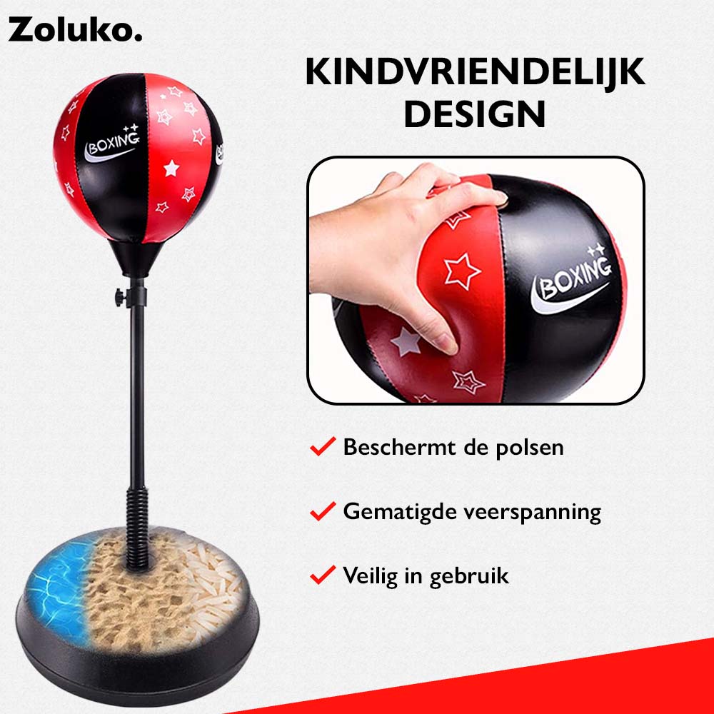 Boksbal Kind - Boksbal voor Kinderen op Voet- Zwart/Rood - afb.03
