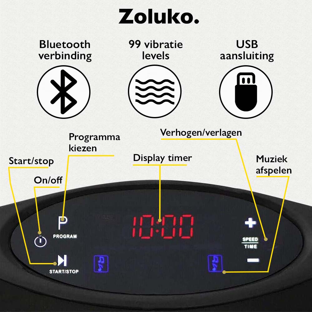 Zoluko Fitness Trilplaat met Bluetooth Functie 6 #kleur_zwart