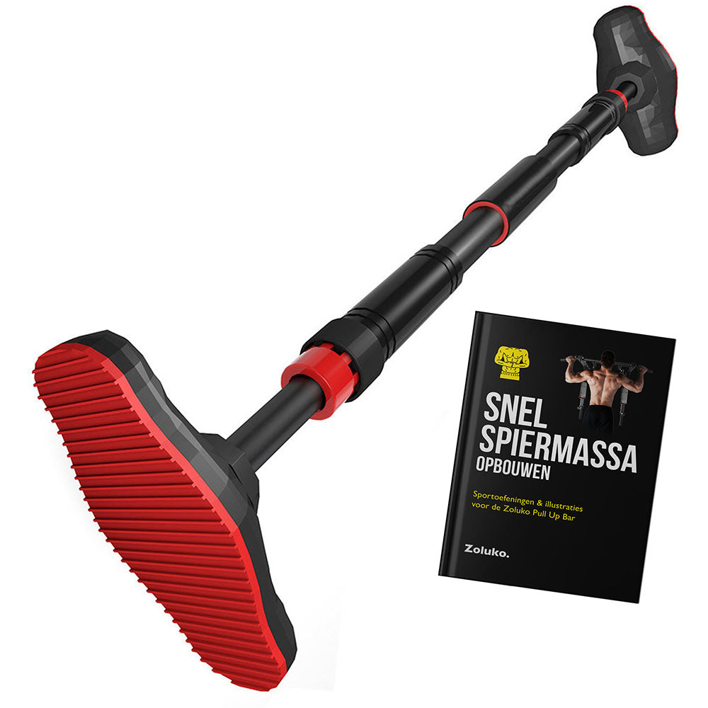 Zoluko Pull Up Bar Deur - Optrekstrang Deur - Chin Up Bar - Zwart/Rood