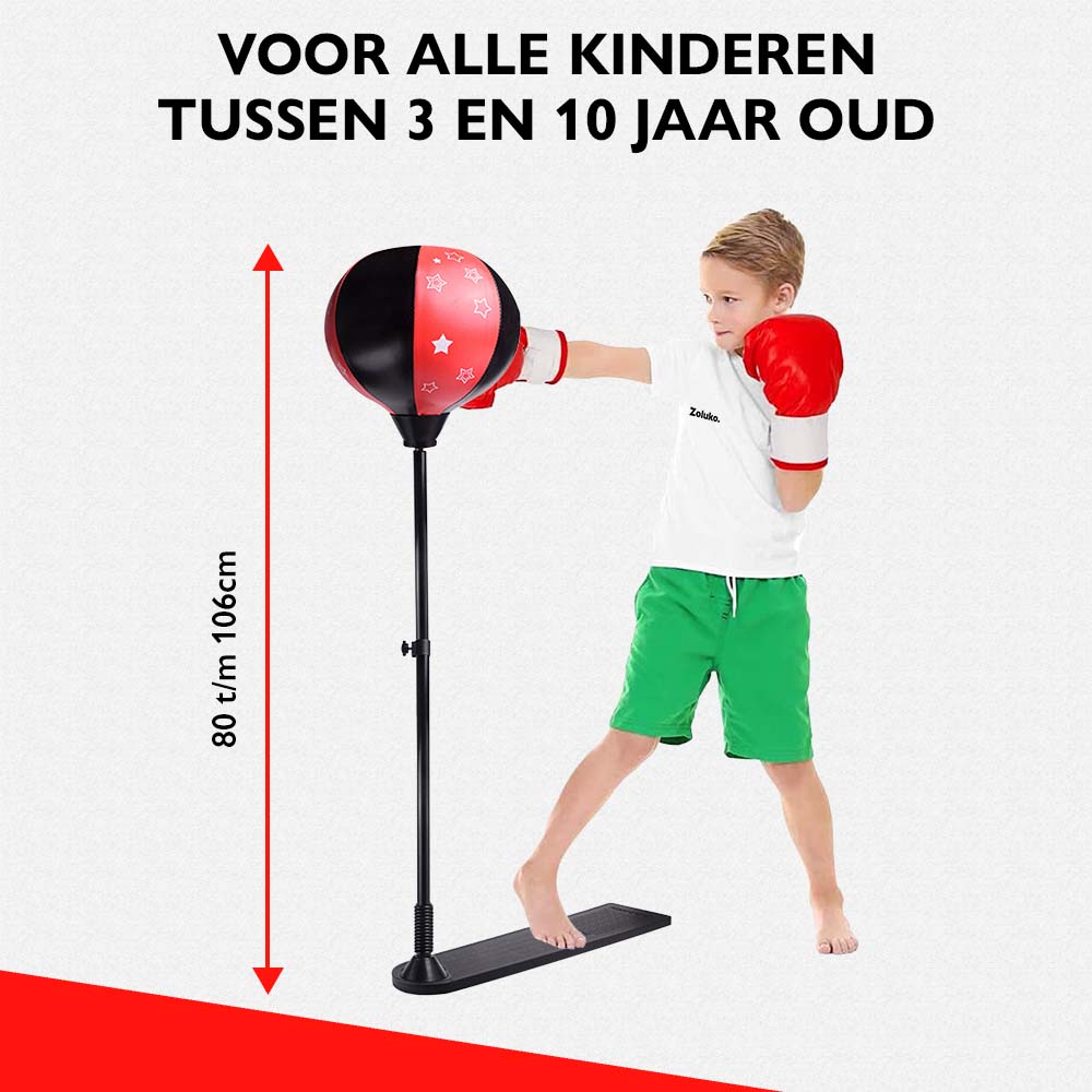 Boksbal Kind - Boksbal voor Kinderen op Standaard - Zwart/Rood - afb.10