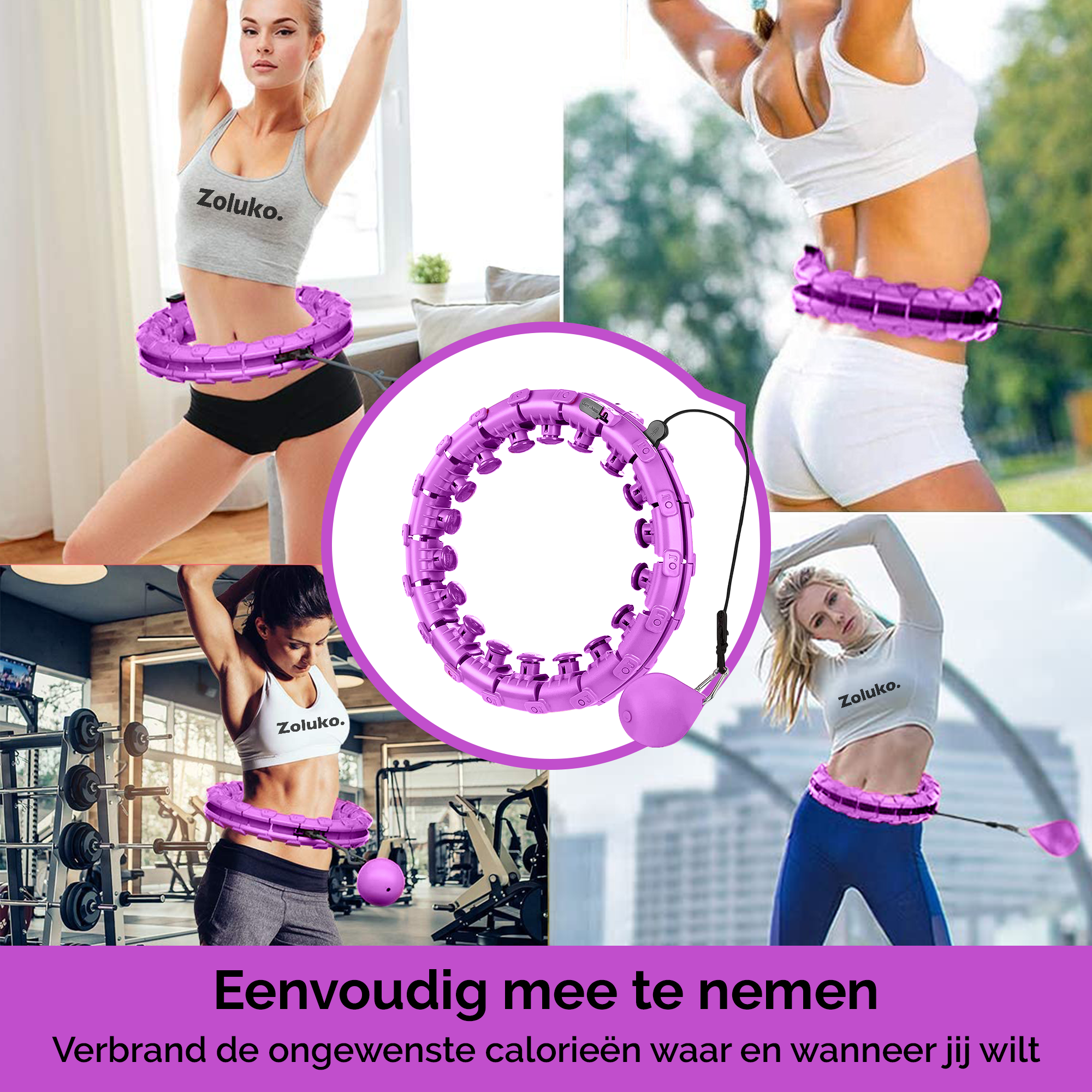 Fitness Hoelahoep met Gewicht Paars