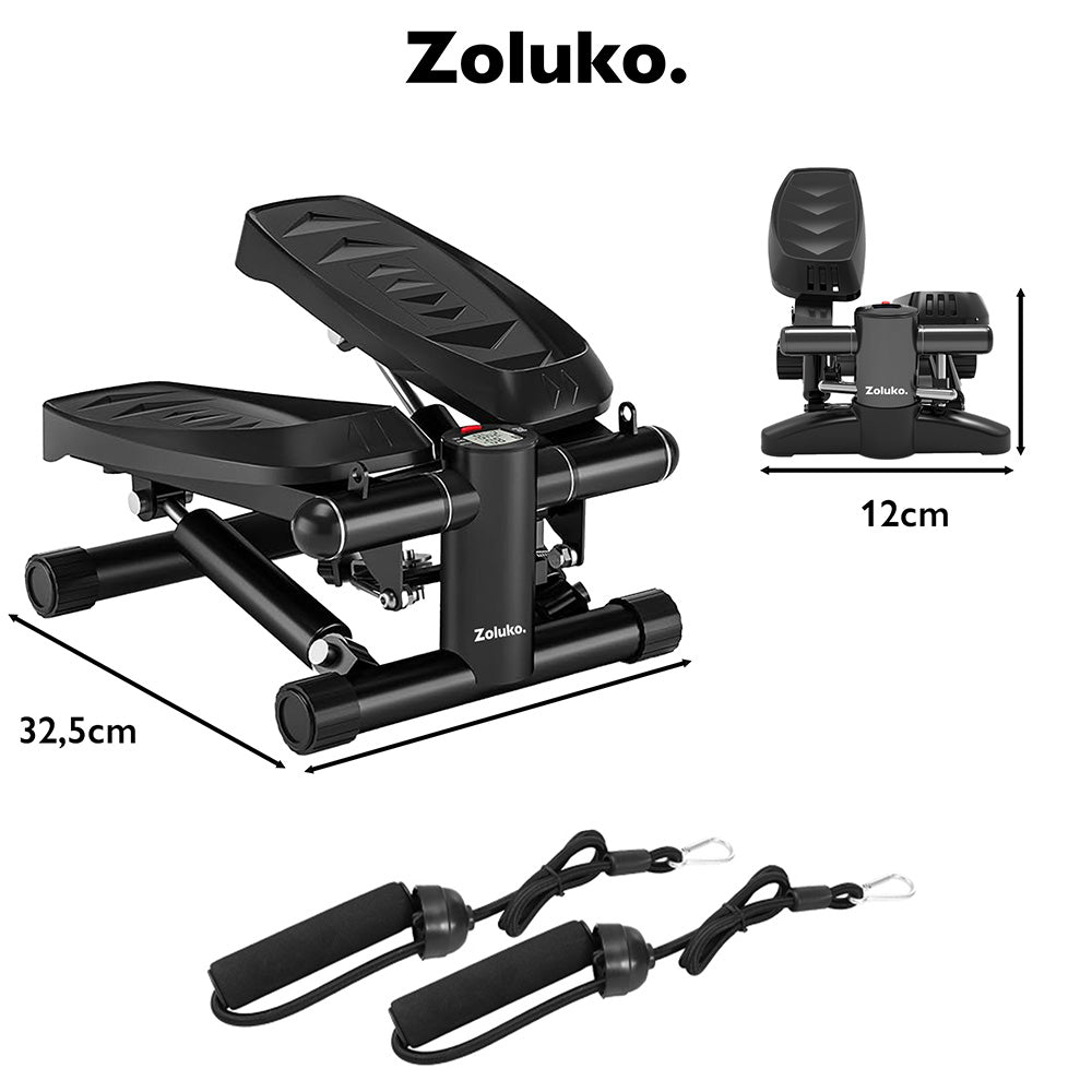 Zoluko Stepper met Display - Inclusief Weerstandsbanden, Antislipmat en E-Book - Stepper Fitness - Fitness Step - Mini Stepper - Step Fitness - Aerobic Step - Step - Stepper Fitnessapparaat - Hometrainer - Zwart 2