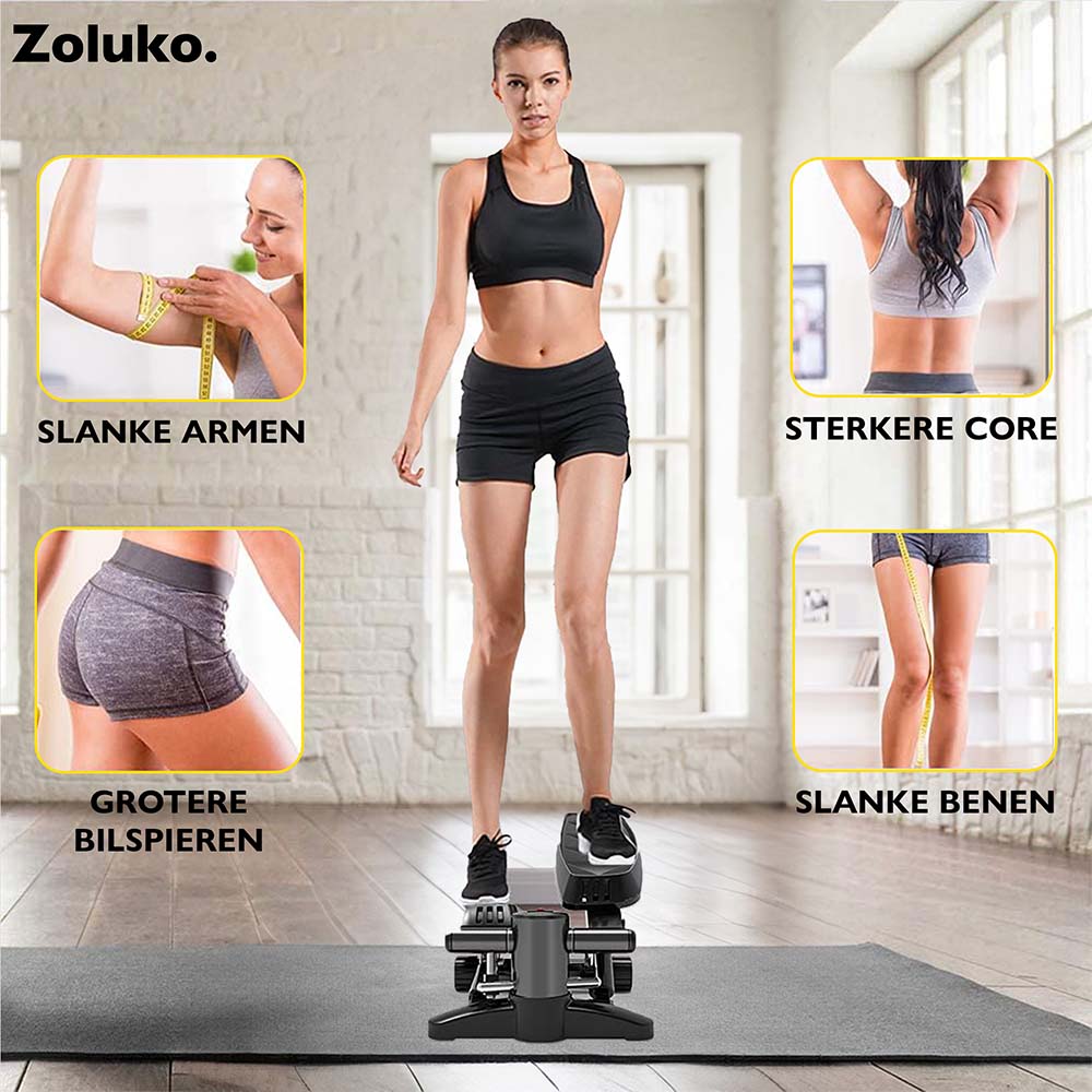 Zoluko Stepper met Display - Inclusief Weerstandsbanden, Antislipmat en E-Book - Stepper Fitness - Fitness Step - Mini Stepper - Step Fitness - Aerobic Step - Step - Stepper Fitnessapparaat - Hometrainer - Zwart 5