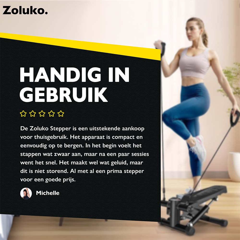 Zoluko Stepper met Display - Inclusief Weerstandsbanden, Antislipmat en E-Book - Stepper Fitness - Fitness Step - Mini Stepper - Step Fitness - Aerobic Step - Step - Stepper Fitnessapparaat - Hometrainer - Zwart 7