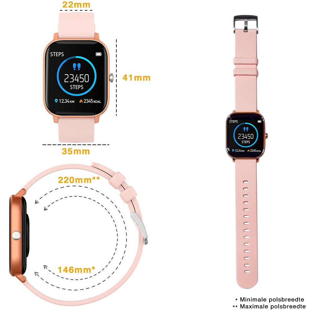 Zoluko Smartwatch met Fitness Tracker - Zwart - Sporthorloge - Fitness horloge 2 #kleur_Wit/Goud