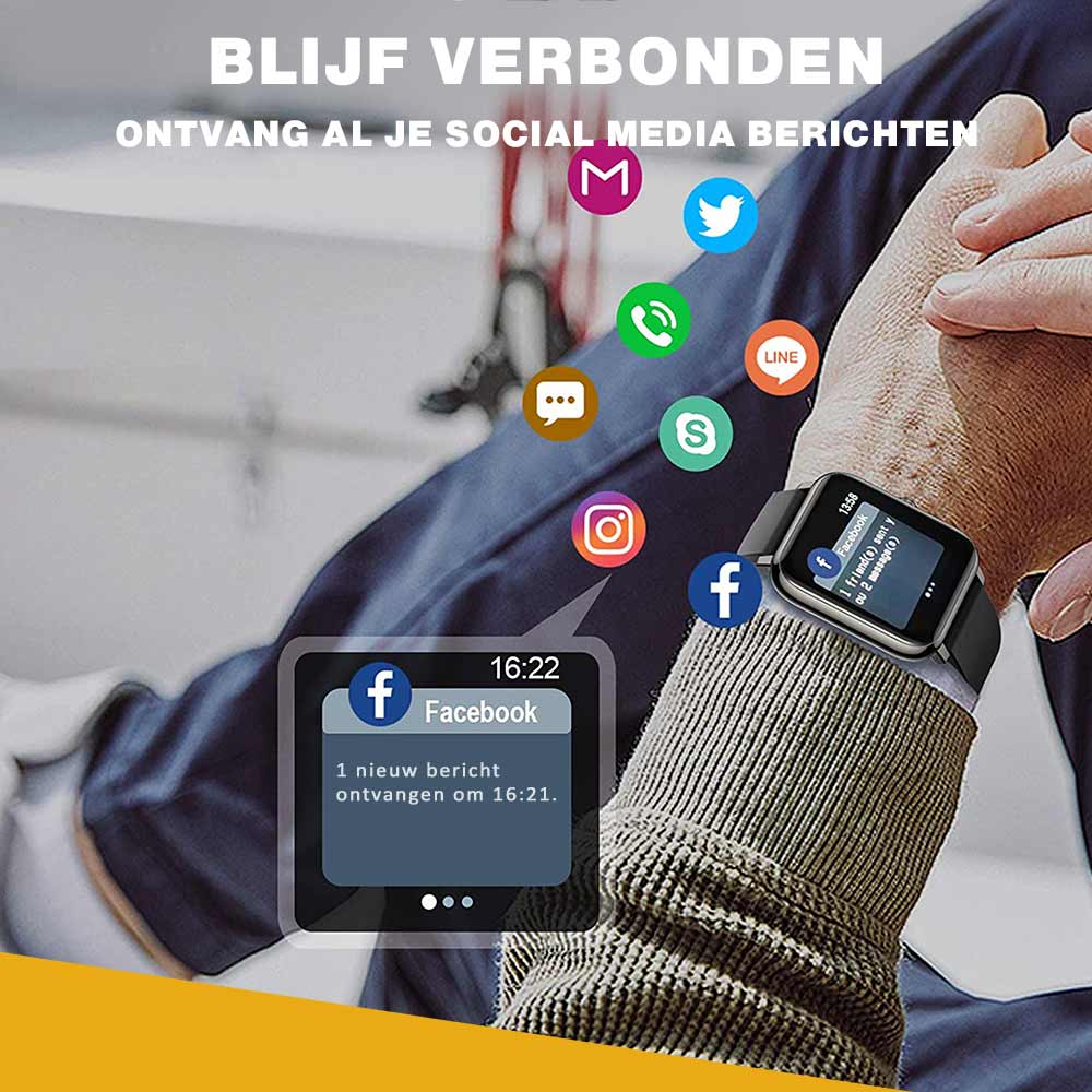 Zoluko Smartwatch met Fitness Tracker - Zwart - Sporthorloge - Fitness horloge 6 #kleur_Wit/Goud