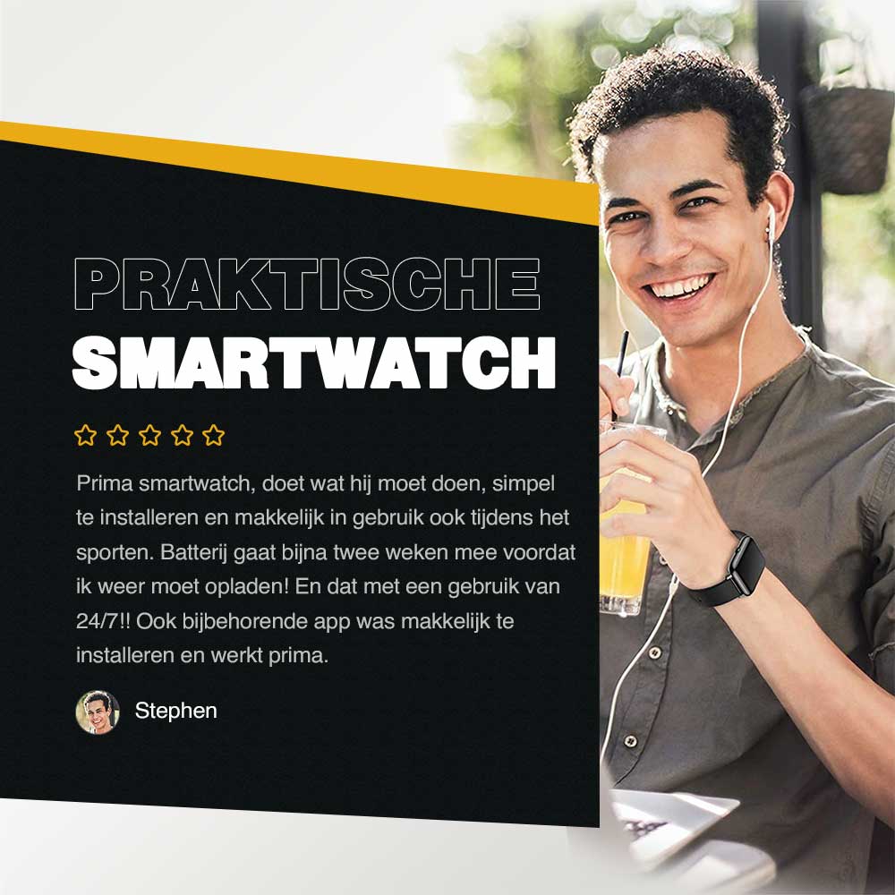 Zoluko Smartwatch met Fitness Tracker - Zwart - Sporthorloge - Fitness horloge 8 #kleur_Wit/Goud