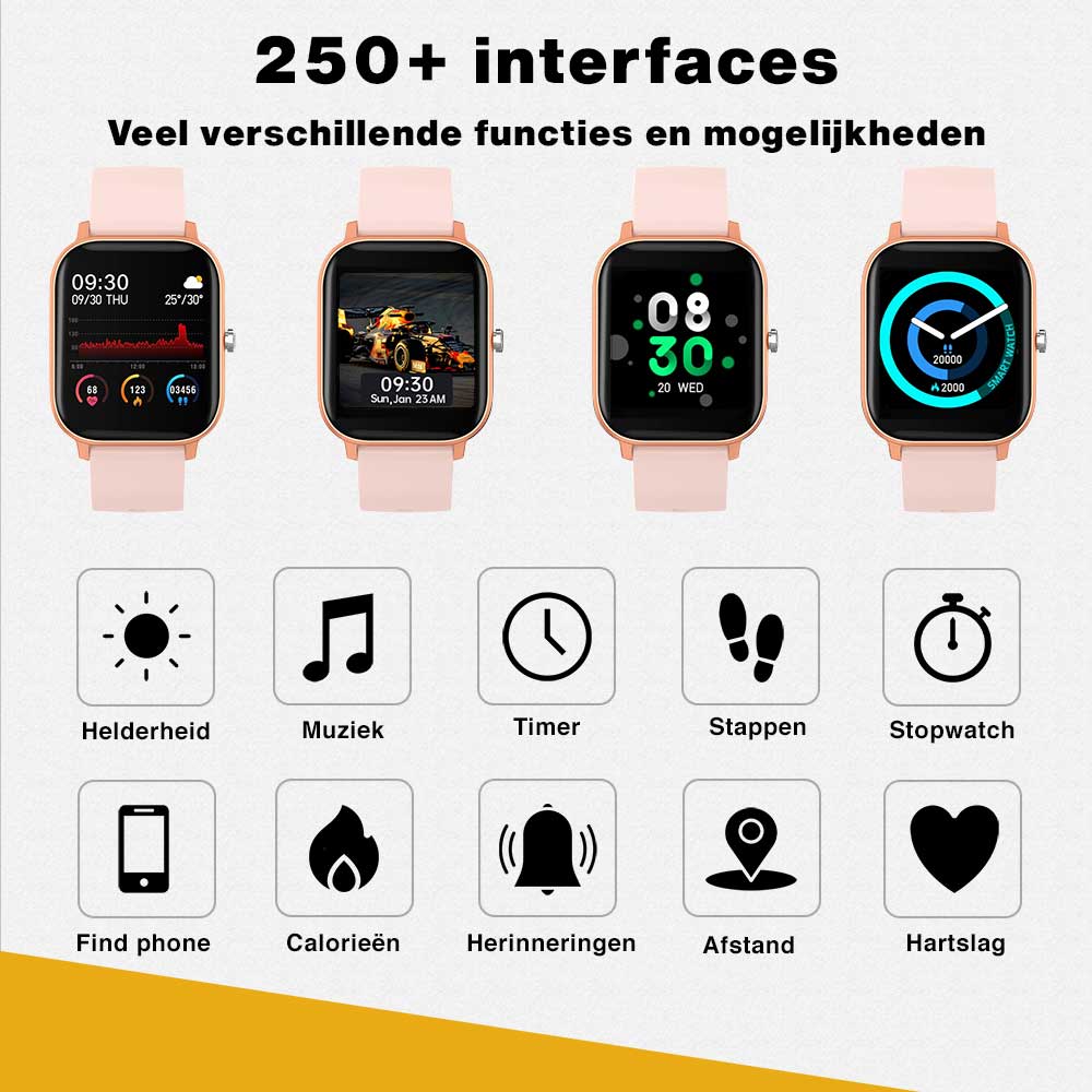 Zoluko Smartwatch met Fitness Tracker - Zwart - Sporthorloge - Fitness horloge 12 #kleur_Wit/Goud