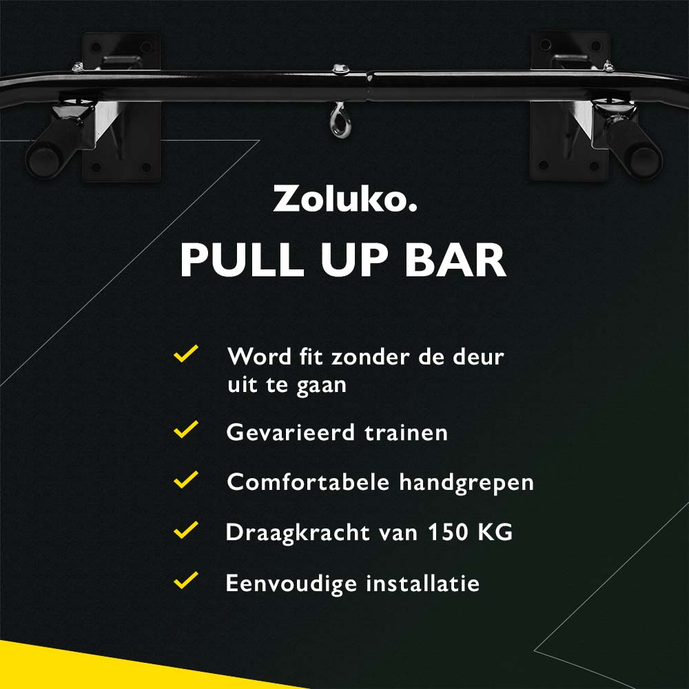 Zoluko Pull up bar muur - Optrekstang muur - Pull up bar wand - Optrekstang wand - Zwart afb. 5 #kleur_zwart