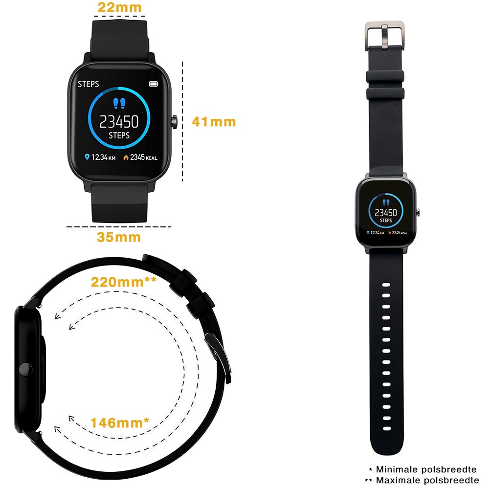 Zoluko Smartwatch met Fitness Tracker - Zwart - Sporthorloge - Fitness horloge 2 #kleur_Zwart