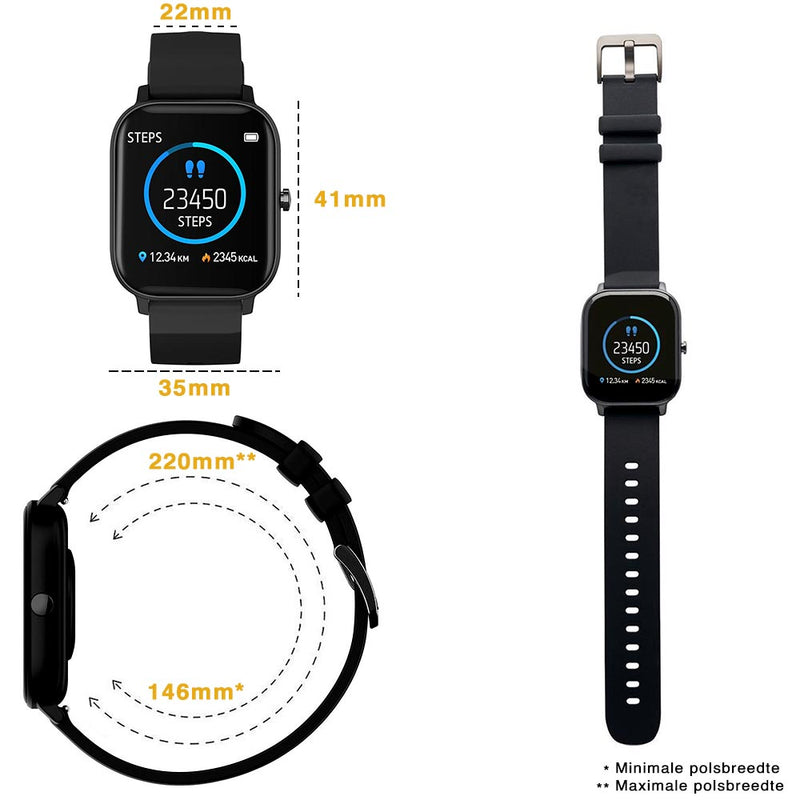 Zoluko Smartwatch met Fitness Tracker - Zwart - Sporthorloge - Fitness horloge 2