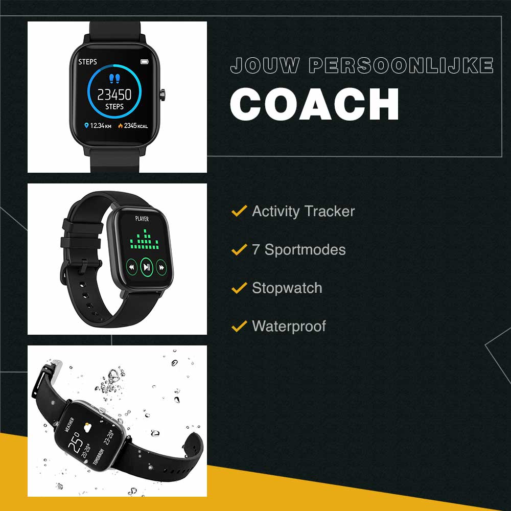 Zoluko Smartwatch met Fitness Tracker - Zwart - Sporthorloge - Fitness horloge 4 #kleur_Zwart
